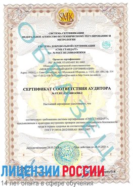 Образец сертификата соответствия аудитора №ST.RU.EXP.00014300-2 Медногорск Сертификат OHSAS 18001